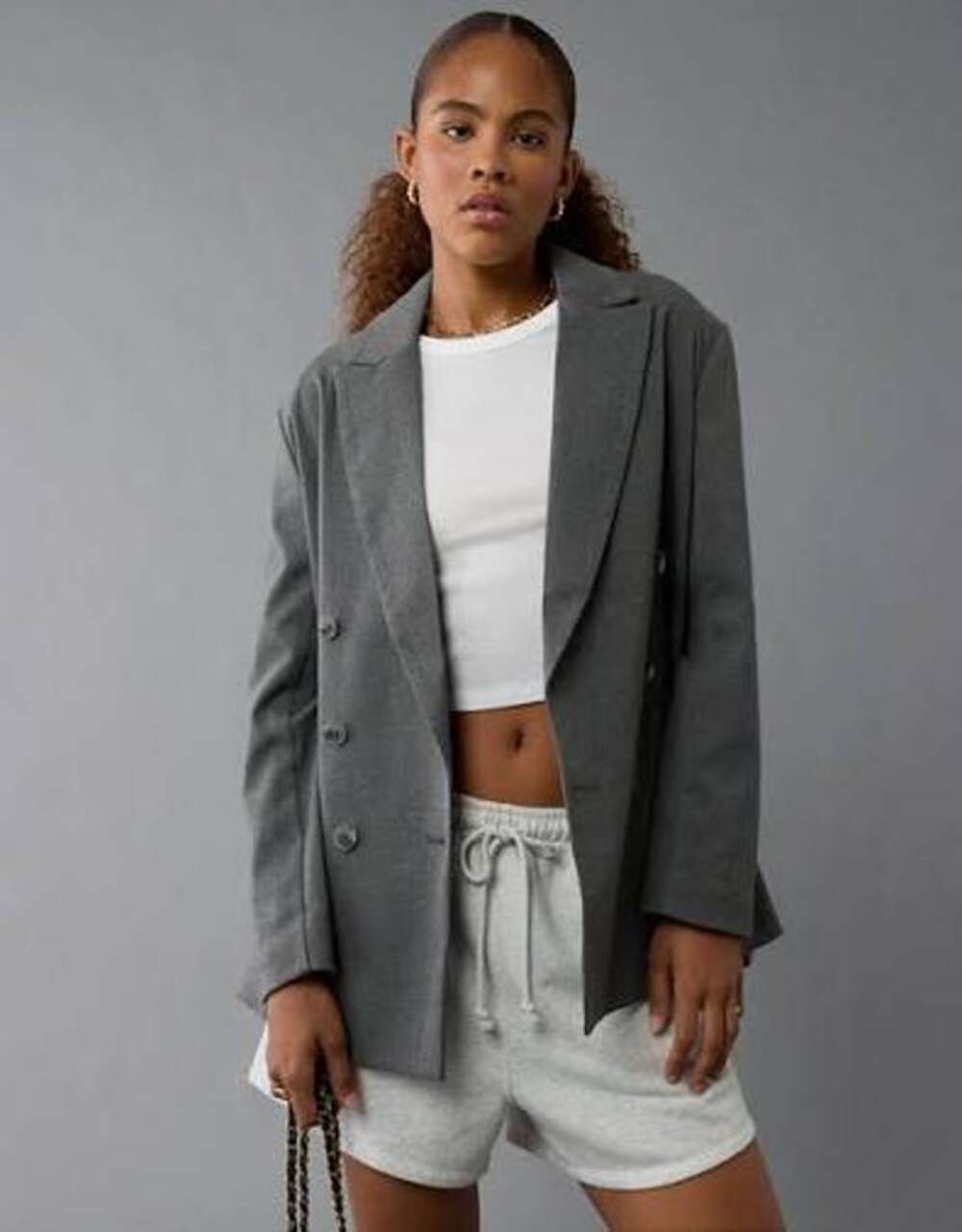 NWT American Eagle Womens Oversized Blazer Double Breasted Menswear Medium